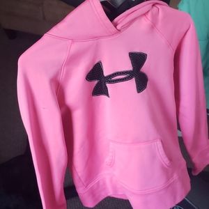 Pink and black under armour sweat shirt